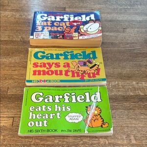 Vintage Set of 3 Garfield the Cat Comic Strip Funny Book Collection by Jim Davis